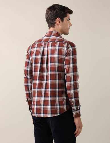 U.S. POLO ASSN. Rust Plaid Twill Tailored Fit Men's Shirt