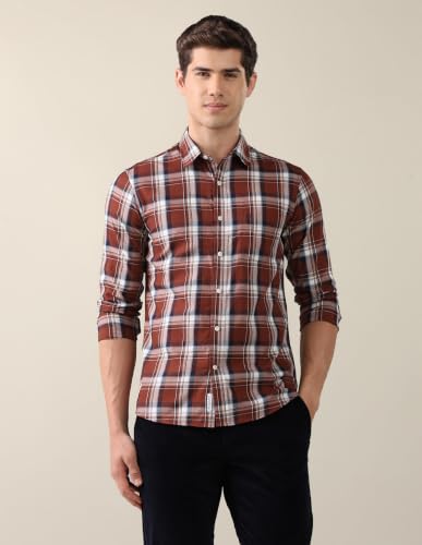 U.S. POLO ASSN. Rust Plaid Twill Tailored Fit Men's Shirt