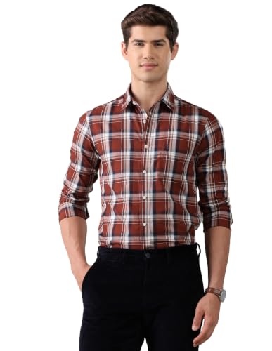 U.S. POLO ASSN. Rust Plaid Twill Tailored Fit Men's Shirt