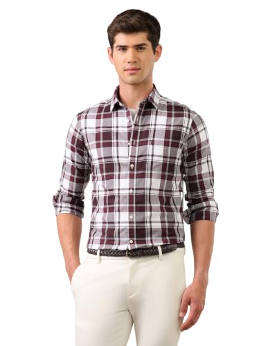 U.S. POLO ASSN. Maroon Plaid Checked Tailored Fit Men's Shirt