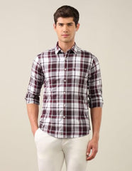 U.S. POLO ASSN. Maroon Plaid Checked Tailored Fit Men's Shirt