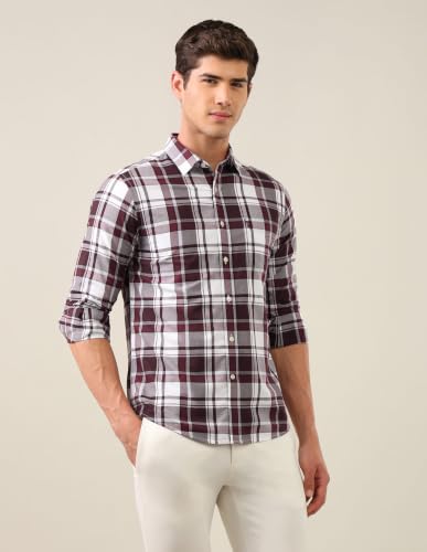 U.S. POLO ASSN. Maroon Plaid Checked Tailored Fit Men's Shirt