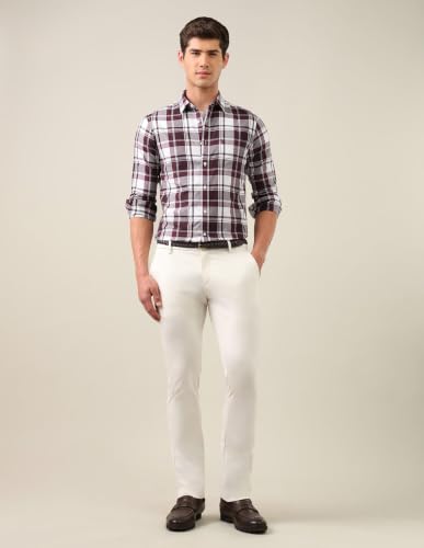 U.S. POLO ASSN. Maroon Plaid Checked Tailored Fit Men's Shirt
