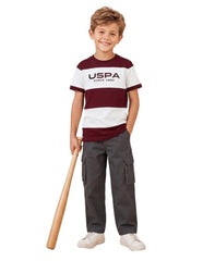 U.S. Polo Assn. Kids Maroon Striped Crew Neck Boy's T-Shirt
