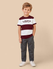 U.S. Polo Assn. Kids Maroon Striped Crew Neck Boy's T-Shirt