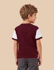 U.S. Polo Assn. Kids Maroon Striped Crew Neck Boy's T-Shirt