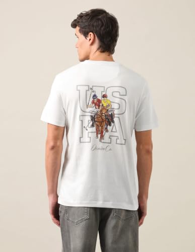 U.S. Polo Assn. Ivory Cotton Graphic Print Slim Fit Men's T-Shirt