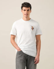 U.S. Polo Assn. Ivory Cotton Graphic Print Slim Fit Men's T-Shirt