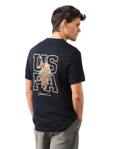 U.S. Polo Assn. Navy Cotton Graphic Print Slim Fit Men's T-Shirt