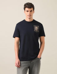 U.S. Polo Assn. Navy Cotton Graphic Print Slim Fit Men's T-Shirt