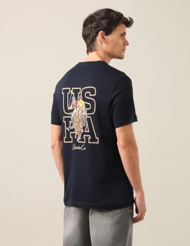U.S. Polo Assn. Navy Cotton Graphic Print Slim Fit Men's T-Shirt