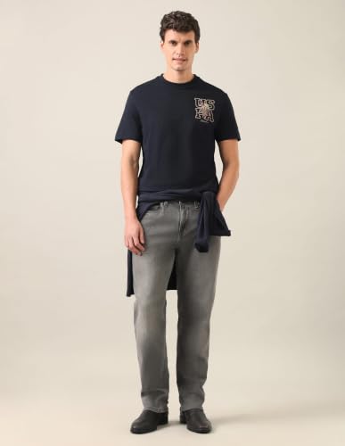 U.S. Polo Assn. Navy Cotton Graphic Print Slim Fit Men's T-Shirt