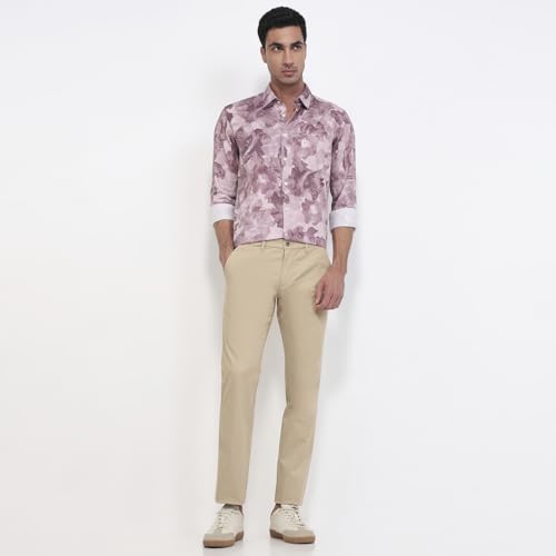 Parx men's low rise tapered fit cotton blend solid casual trousers with flat front, perfect for relaxed, stylish everyday wear.