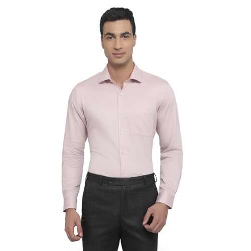 Raymond Men Regular Fit Print Pattern Pure Cotton Semicutaway Collar Full Sleeve Ceremonial Shirt Light Red