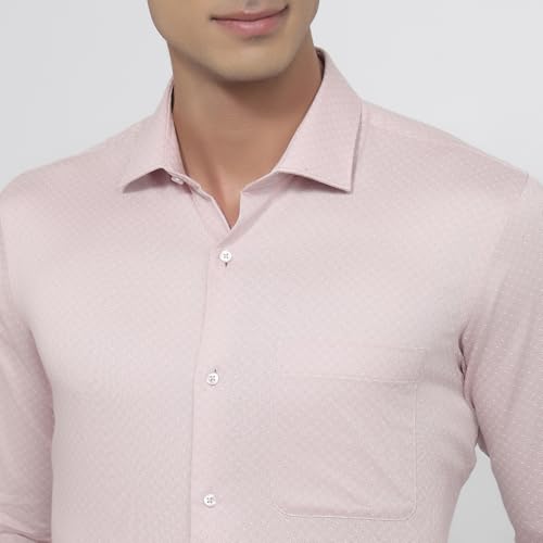 Raymond Men Regular Fit Print Pattern Pure Cotton Semicutaway Collar Full Sleeve Ceremonial Shirt Light Red