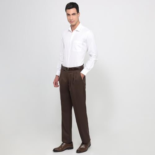 Raymond men's white regular fit cotton formal shirt with structure pattern, semicutaway collar, full sleeves, perfect for office wear.