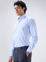 Raymond Men Contemporary Fit Checks Pattern Cotton Tencel Blend Semicutaway Collar Full Sleeve Apple Cut Formal Shirt Medium Green