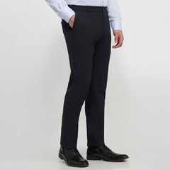 Raymond Men Slim Fit Solid Pattern Poly Viscose Blend Flat Front Formal Trouser Blue