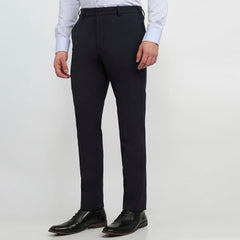 Raymond Men Slim Fit Solid Pattern Poly Viscose Blend Flat Front Formal Trouser Blue