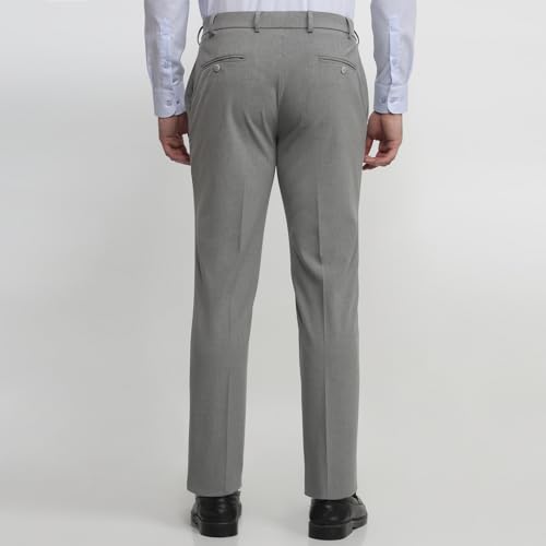 Raymond Men Slim Fit Solid Pattern Poly Viscose Blend Flat Front Formal Trouser Grey