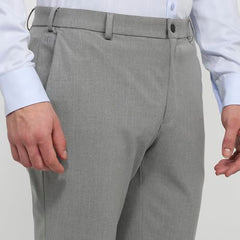 Raymond Men Slim Fit Solid Pattern Poly Viscose Blend Flat Front Formal Trouser Grey