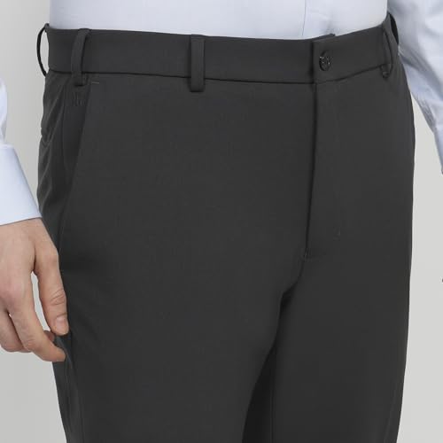 Raymond Men Slim Fit Solid Pattern Poly Viscose Blend Flat Front Formal Trouser Grey