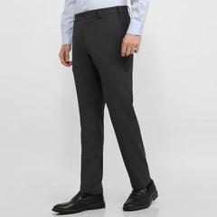 Raymond Men Slim Fit Solid Pattern Poly Viscose Blend Flat Front Formal Trouser Grey