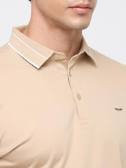 Park Avenue Men Slim Fit Solid Pattern Pure Cotton Polo Neck Half Sleeve Straight Hem Casual T-Shirt