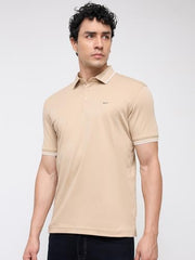 Park Avenue Men Slim Fit Solid Pattern Pure Cotton Polo Neck Half Sleeve Straight Hem Casual T-Shirt