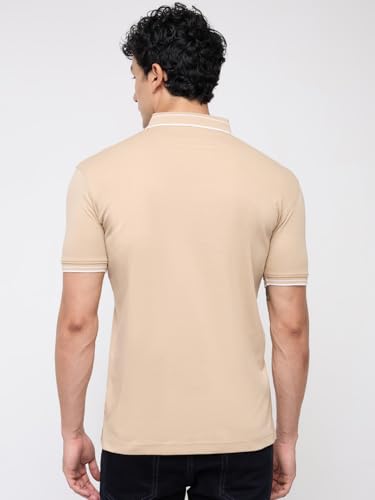 Park Avenue Men Slim Fit Solid Pattern Pure Cotton Polo Neck Half Sleeve Straight Hem Casual T-Shirt