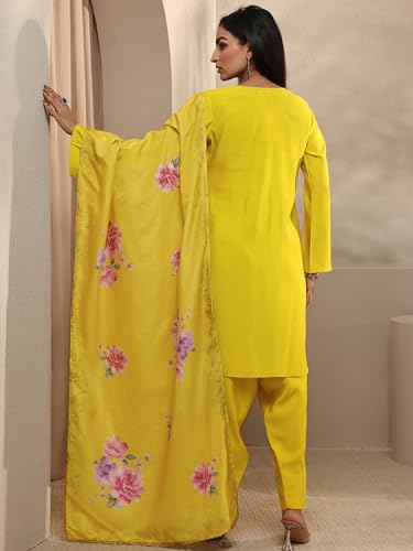Libas Yoke Design Silk Blend Straight Kurta With Trousers and Dupatta-99875S