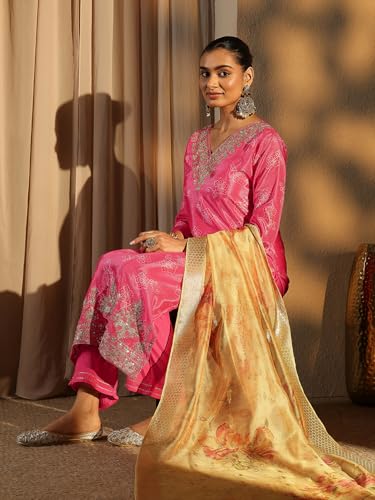 Libas Printed Chinon Straight Kurta Set For Women (99879XL)