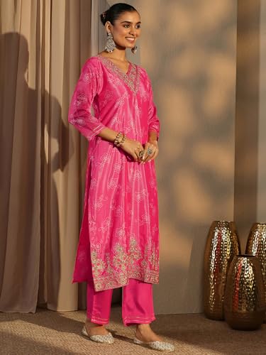 Libas Printed Chinon Straight Kurta Set For Women (99879XL)