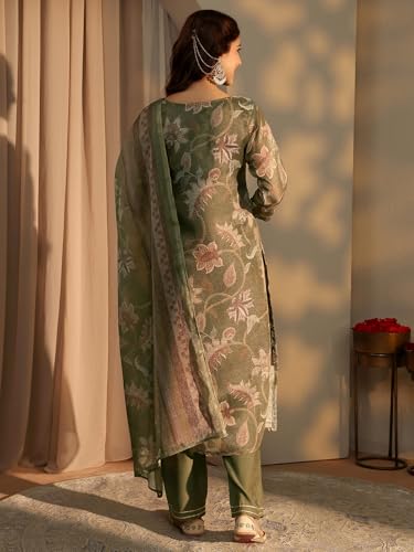 Libas Printed Silk Blend Straight Kurta With Trousers and Dupatta-99881XXL