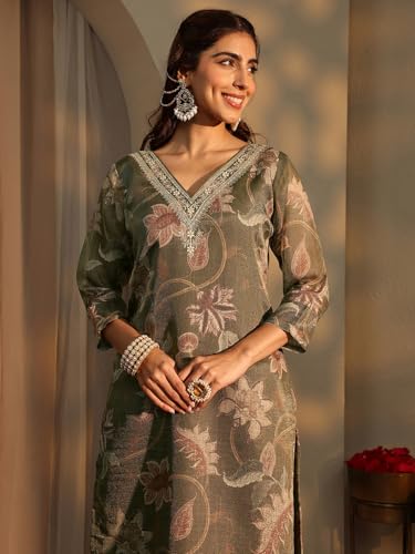 Libas Printed Silk Blend Straight Kurta With Trousers and Dupatta-99881XXL