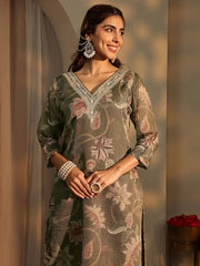 Libas Printed Silk Blend Straight Kurta With Trousers and Dupatta-99881XXL