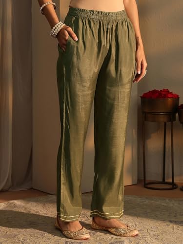 Libas Printed Silk Blend Straight Kurta With Trousers and Dupatta-99881XXL