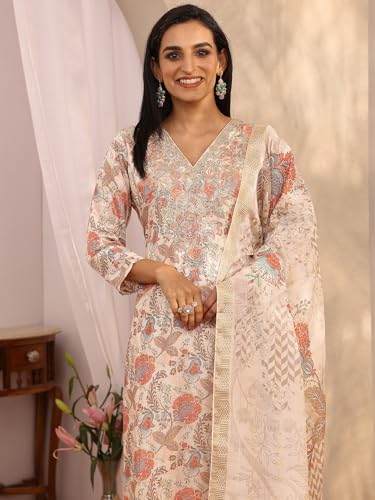 Libas printed Chinon straight kurta set for women, featuring a 2-piece Western style kurti and matching bottom, in vibrant print.