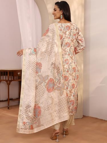 Libas printed Chinon straight kurta set for women, 2-piece Western style kurti with colorful print and comfortable fit.