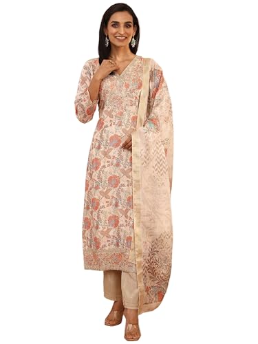 Libas printed Chinon straight kurta set for women, 2-piece western style kurti ensemble with vibrant patterns and comfortable fit.