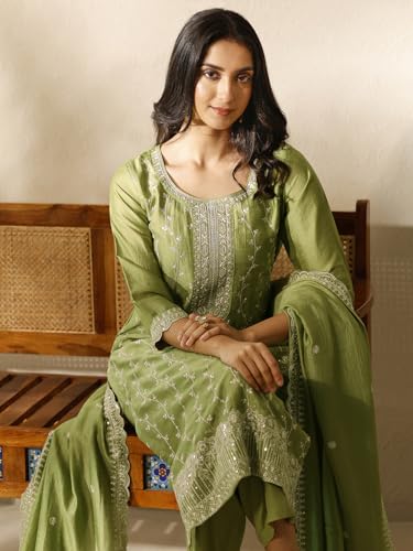Libas Embroidered Silk blend Straight-fit Kurta Set for Women (99925S)