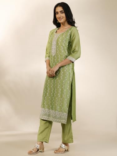 Libas Embroidered Silk blend Straight-fit Kurta Set for Women (99925S)