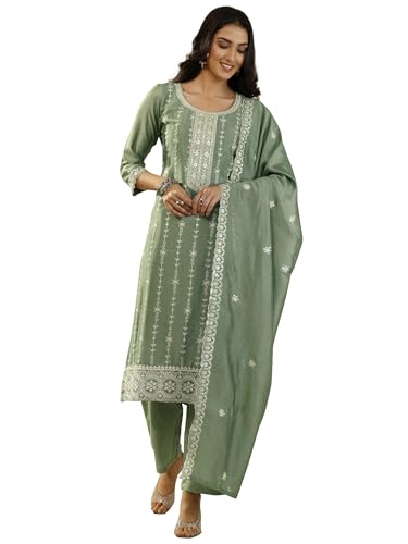 Libas Embroidered Silk blend Straight-fit Kurta Set for Women (99927S)