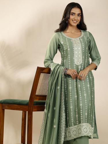 Libas Embroidered Silk blend Straight-fit Kurta Set for Women (99927S)