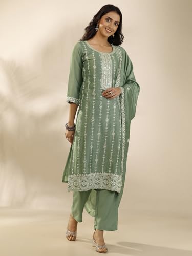 Libas Embroidered Silk blend Straight-fit Kurta Set for Women (99927S)