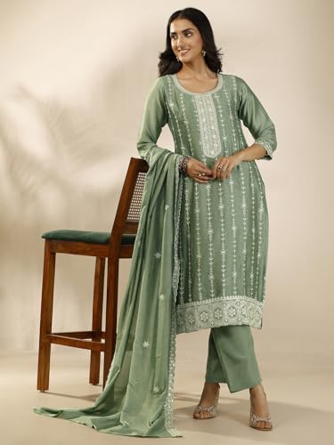 Libas Embroidered Silk blend Straight-fit Kurta Set for Women (99927S)