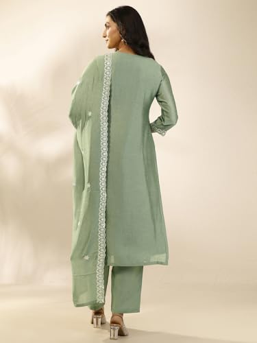 Libas Embroidered Silk blend Straight-fit Kurta Set for Women (99927S)