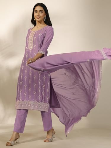 Libas Embroidered Silk blend Straight-fit Kurta Set for Women (99928S)