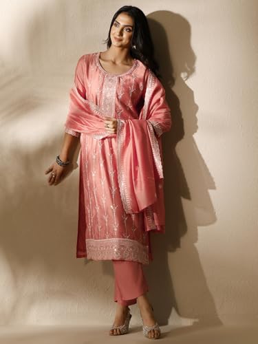 Libas Embroidered Silk blend Straight-fit Kurta Set for Women (99929S)