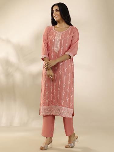 Libas Embroidered Silk blend Straight-fit Kurta Set for Women (99929S)